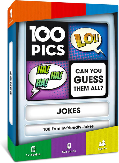 100 PICS Brain Teasers Travel Game - Solve 100 Puzzles | Flash Cards with Slide Reveal Case | Card Game, Gift, Stocking Stuffer | Hours of Fun for Kids and Adults | Age 6+