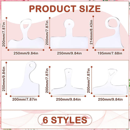 Frienda 6 Pcs Charcuterie Board Template Acrylic Router Template Cutting Board for Woodworking Thick Handle with 3 Pens Angled Curvy Stencils Guide Tools for Kitchen(Classic)