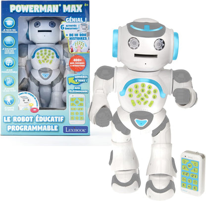 LEXiBOOK, Powerman Neo, My Robot Full of Technology, Remote Control and Gesture Control, Educational Activities in English, Programmable, Music and Dance, Sound and Light Effects, Blue/White, ROB18EN