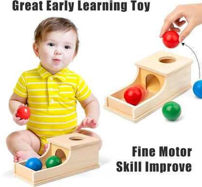 Busy edition Montessori Toys for Babies 6-12 Months Object Permanence Box Wooden Ball Drop Toy Play for 6 Month 1 2 3 Year Old Toddlers Infant Early Age Toy