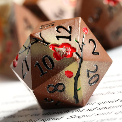 DnDnD Heavy Polyhedral Metal Dice Set with Metal Box, 7-die Shiny Blue Surface with Golden Number for RPG,Dungeons and Dragons,Pathfinder,Shadowrun,D&D,Role Palying Game and Math Teaching - Colors A