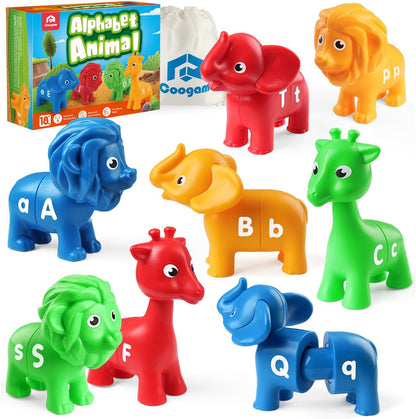 Coogam Matching Letters Fine Motor Toy, 26 PCS Double-Sided ABC Dinosaur Alphabet Match Game with Uppercase Lowercase, Preschool Educational Montessori Learning Toys for Toddlers