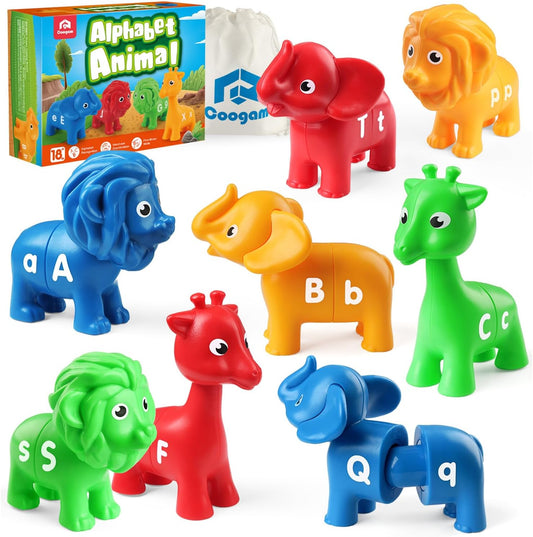 Coogam Matching Letters Fine Motor Toy, 26 PCS Double-Sided ABC Dinosaur Alphabet Match Game with Uppercase Lowercase, Preschool Educational Montessori Learning Toys for Toddlers
