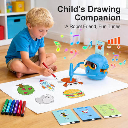 Drawing Robot for Kids, Interactive Educational Drawing Robot with 100 Word Cards, 12 Color Pens & Voice Interaction, Drawing Machine Present for 3 4 5 6 7 8 Year Old Boys Girls, Birthday Party