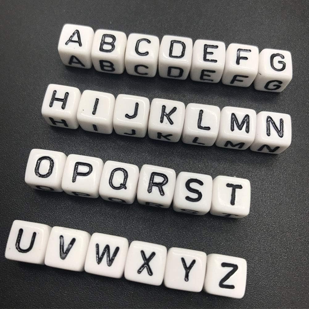 DAHI 400PCS Cube Letter Beads 8mm Alphabet Bead Colorful A-Z Acrylic Letter Beads for Jewelry Making (Color White 8x8mm)