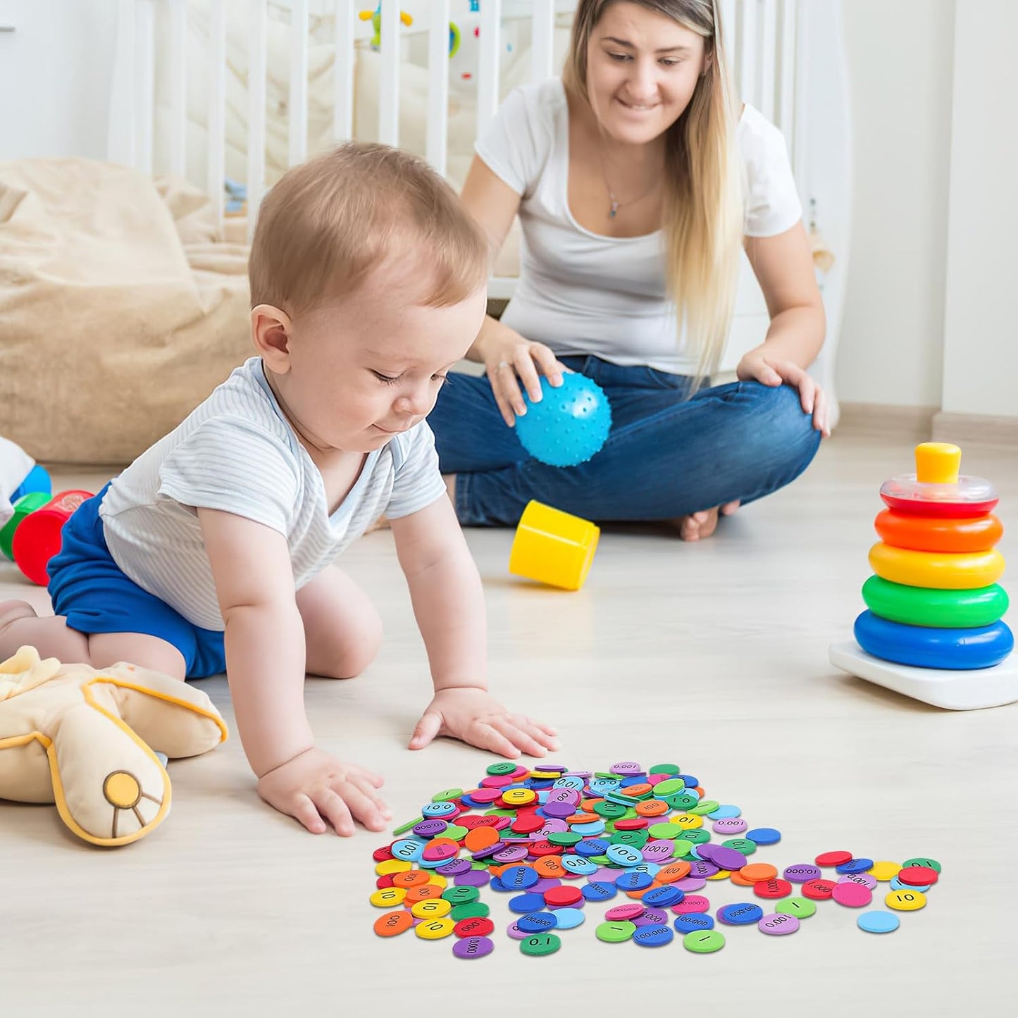 NUOBESTY 300pcs Place Value Disks 10 Values Decimals to Whole Numbers Counting Chips for Kids Base 10 Place Value Manipulatives Math Counters Discs Set for Elementary School Math Supplies (Pack of 2)