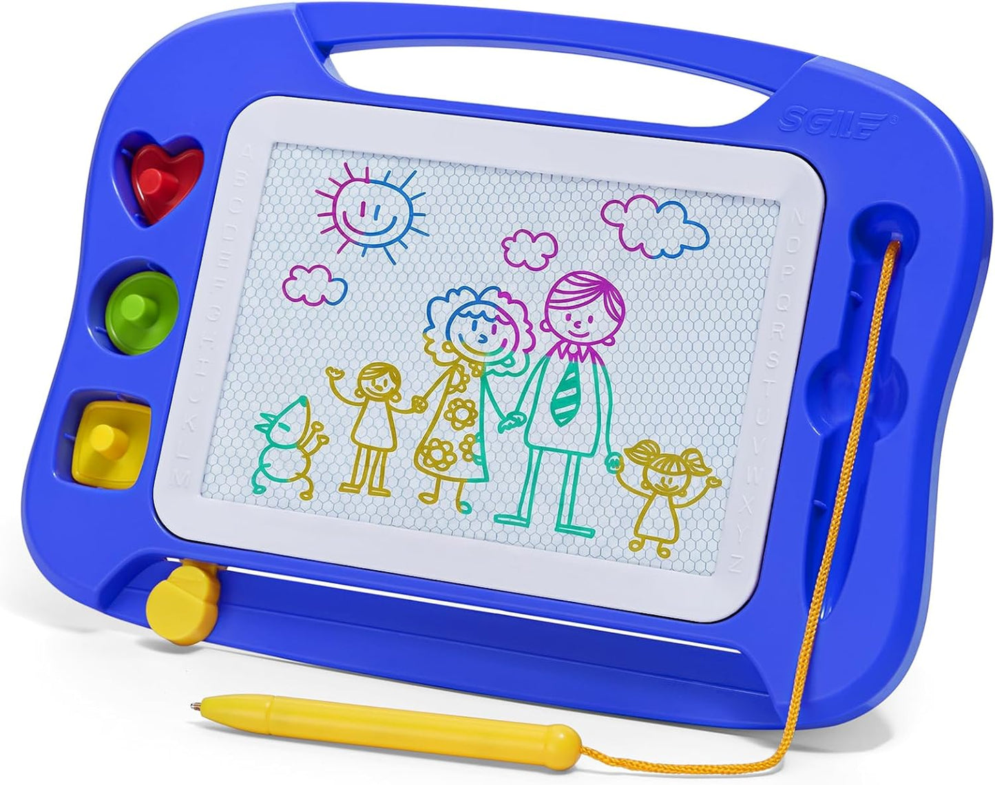 SGILE Toddler Toys for Kids, Large Magnetic Drawing Board for Birthday Gift, Toys for 1 2 3 4 Year Old Girls Boys, Etch & Sketch Pad with 4 Stamps, Learning and Educational, 16 ×13 in, Blue