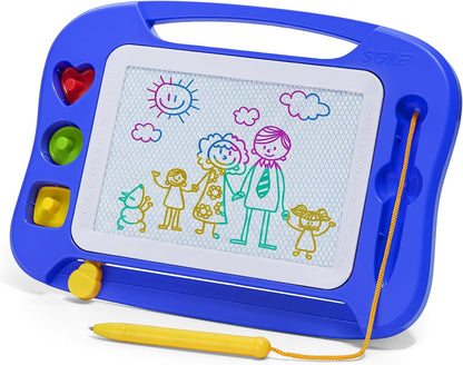 SGILE Toddler Toys for Kids, Large Magnetic Drawing Board for Birthday Gift, Toys for 1 2 3 4 Year Old Girls Boys, Etch & Sketch Pad with 4 Stamps, Learning and Educational, 16 ×13 in, Blue