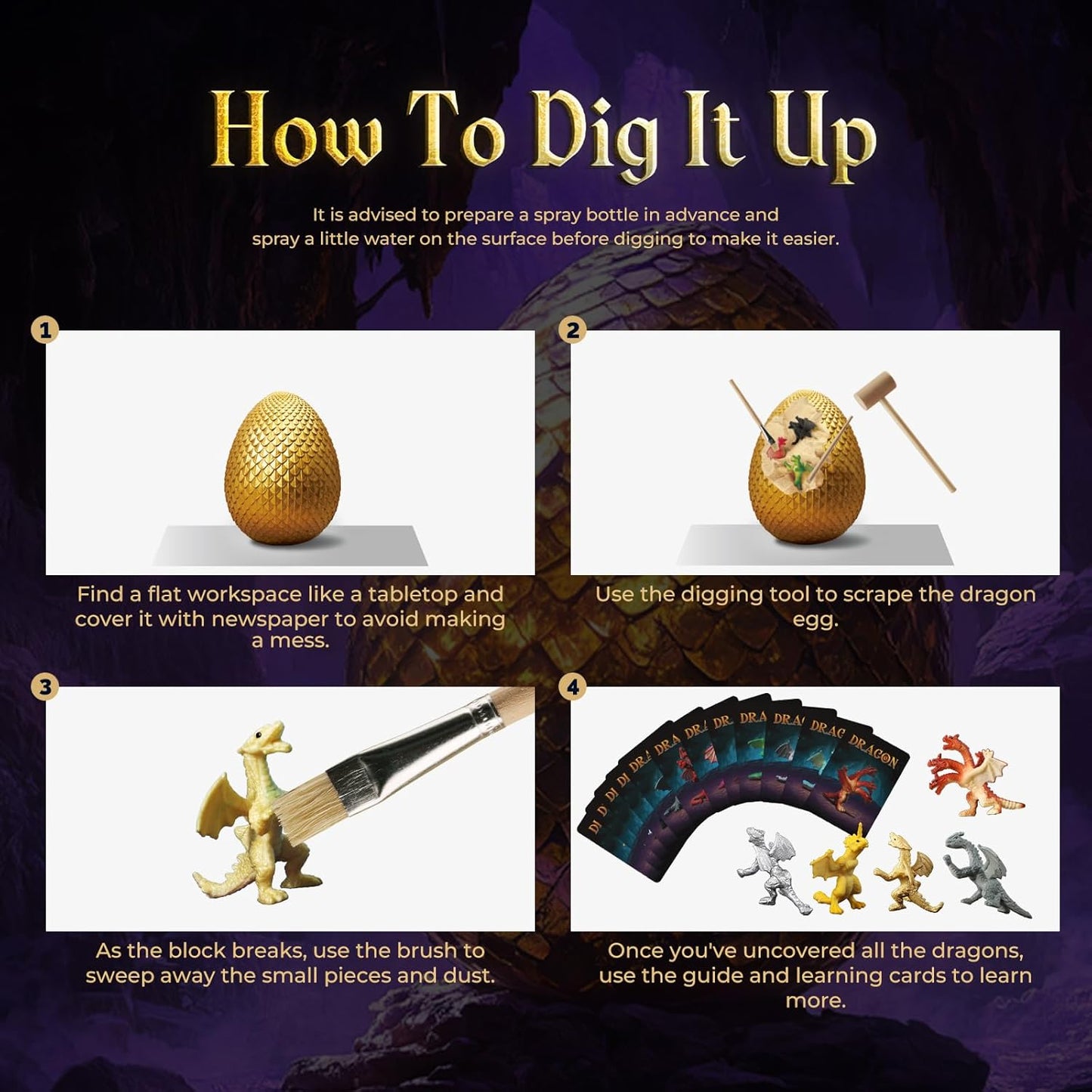 Gamerside Dino Eggs Dig Kit, 12 Glow in The Dark Dinosaur Eggs Dig Kit Excavation Set, Dinosaur Toys for Kids 6-8 8-12, Educational STEM Archaeology Science Kits - Easter Gift for Boys Girls