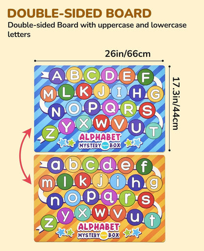 JoyCat Mystery Alphabet Box for Kids 26 PCS Letters Sorting Matching Game Activities Letter Sounds Fine Motor Learning Toys for Preschool Kindergarten Classroom - Easter Basket Stuffers Gifts