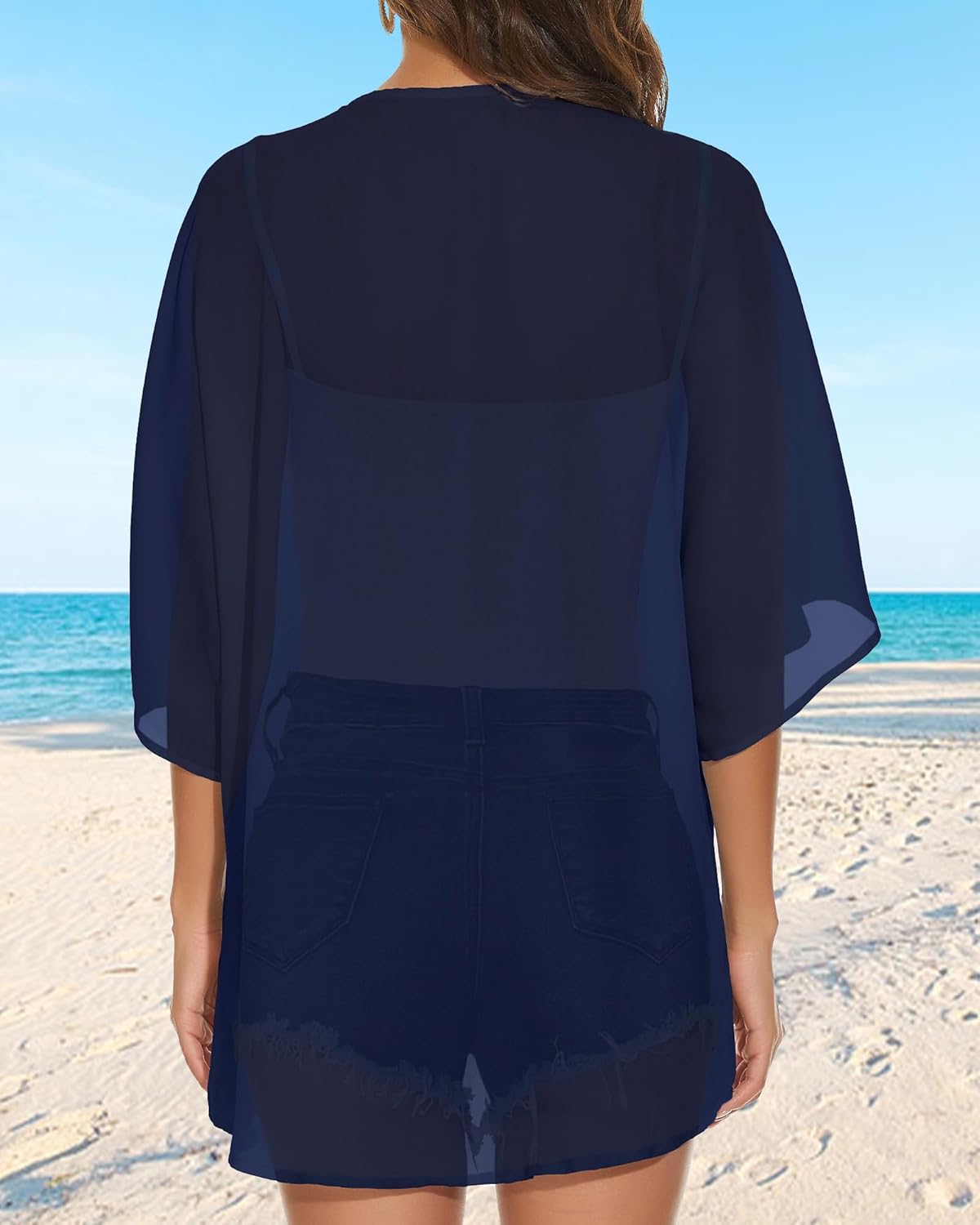 Womens Kimono Cardigans Beach Cover ups Swimwear Puff Sleeve Loose Casual Summer Tops 2026
