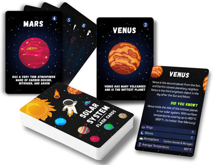 Solar System Flash Cards Educational Teaching Science Children Kids, Planets Solar System Cards, Fun Facts
