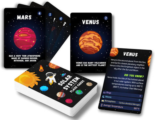 Solar System Flash Cards Educational Teaching Science Children Kids, Planets Solar System Cards, Fun Facts