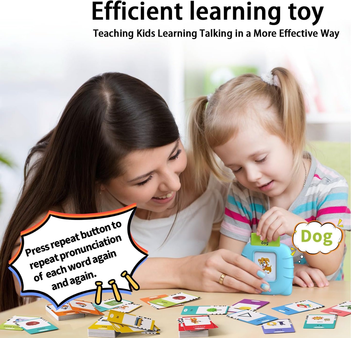 Kidzdo Educational Learning Toys for Toddlers, 540 Sight Words Talking Flash Cards with Music, Montessori Pocket Speech Therapy Toys, Teaching/Birthday Gifts for Ages 2 3 4 5 Years Old Girls (Pink)
