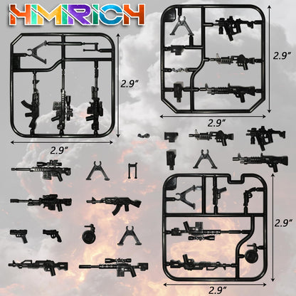 Weapons Pack Military Toy Set Building Blocks Model for Soldier Figures, Army Equipment Gear Kit Pieces and Parts Accessories Compatible with Major Brand