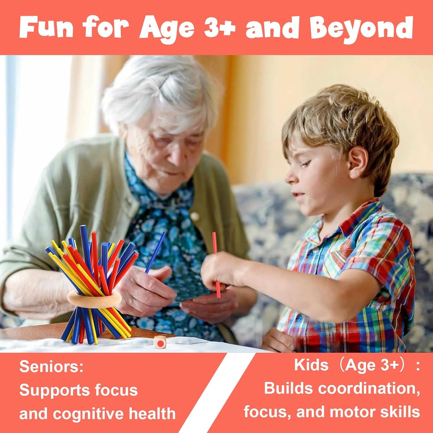 Wanheart Balance & Fun Wooden Stick Toys Family Game for Kids, Adults & Seniors – Enhances Coordination, Focus & Patience Training – Perfect for Family Gatherings, Parties & Travel