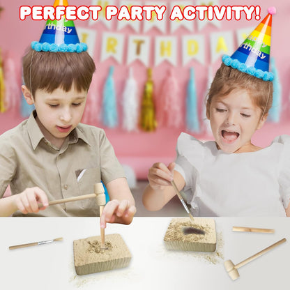 ArtCreativity Dino Teeth Dig and Discover Excavation Kit for Kids, Includes T-rex and Tarbosaurus Toy Fossil Teeth with 2 Digging Tools, Interactive Dinosaur Gifts for Boys and Girls