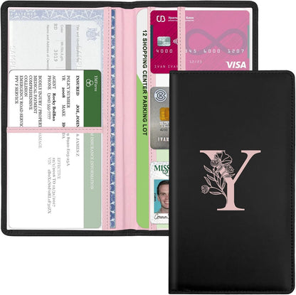 Letter Car Registration and Insurance Holder, with Magnetic Closure for License, Cards and Documents,Vehicle Glove Box Car Organizer, Interior Car Accessories for Women Men (I)