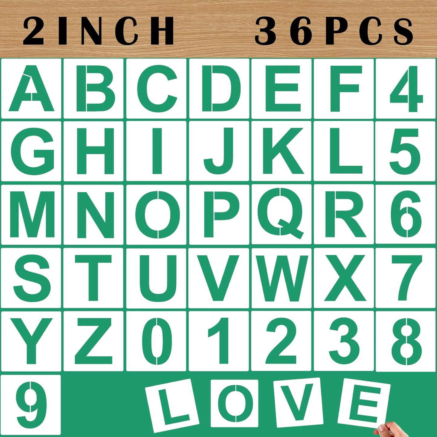 36PCS Letter Stencils 1 inch Reusable Plastic, Small Alphabet and Number Stencils for Painting on Wood, Wall, Fabric, Tracing, Rock, Chalkboard, Signage