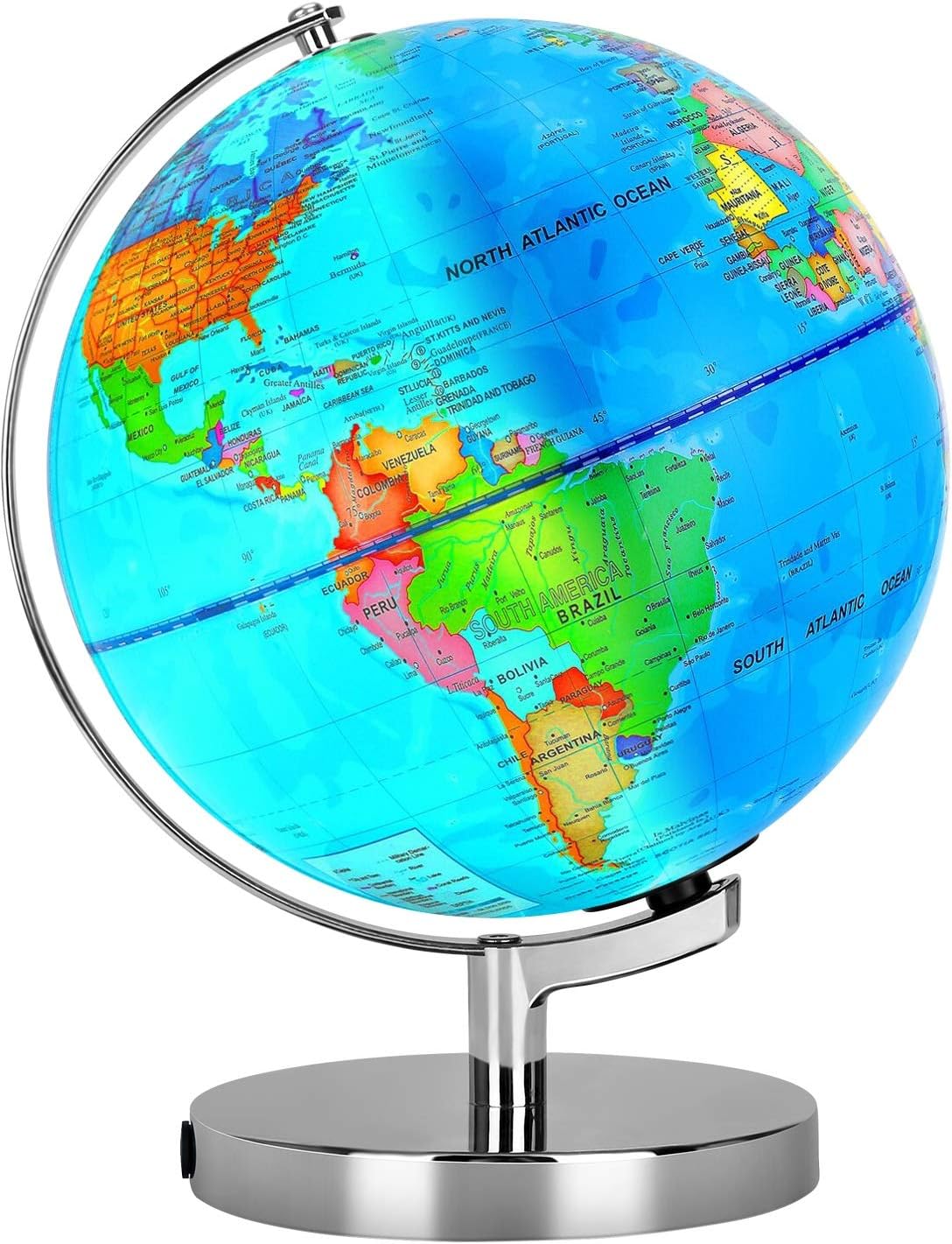 POOCCI 6 in1 Illuminated Large World Globe for Kids & Adults All Ages High Clear Map 12inch, Illuminates Educational Interactive STEM Toy, Light Up Kids Globe Lamp,Gifts For Boys And Girls