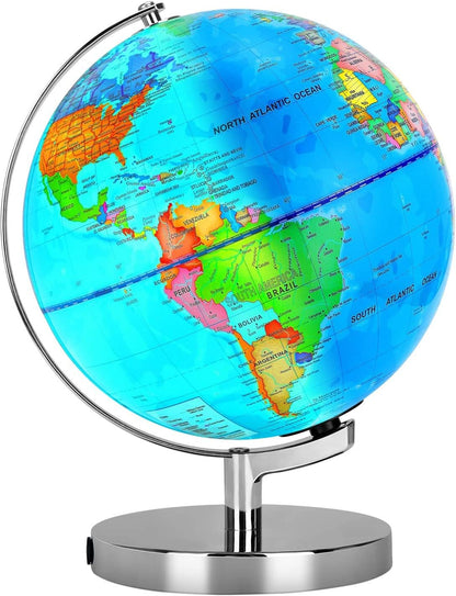 POOCCI 6 in1 Illuminated Large World Globe for Kids & Adults All Ages High Clear Map 12inch, Illuminates Educational Interactive STEM Toy, Light Up Kids Globe Lamp,Gifts For Boys And Girls