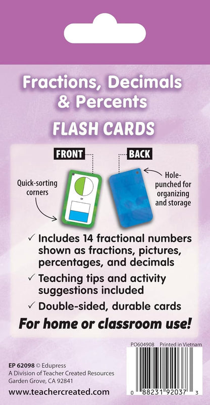 Teacher Created Resources Fractions, Decimals & Percents Flash Cards (EP62098)