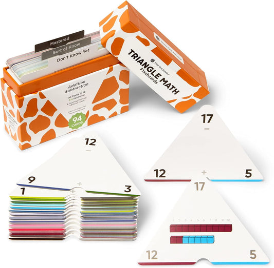 Award-Winning Triangle Math Flash Cards – 376 Multiplication & Division Facts (0–12) – Mastery-Based, Color-Coded Learning for Grades 3–6 – Durable Cards with Visual Aids