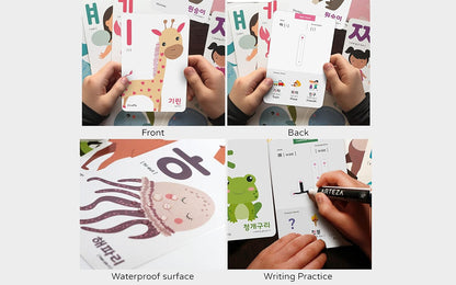 40 Korean Flash Cards – 4x6 Dry Erase Hangul Flashcards (Gift Box)
