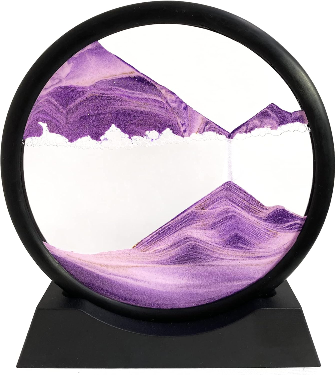 SANDCLE Moving Sand Art Liquid Motion - Moving Sand Art Picture Decor 3D Deep Sea Sandscape, Round Glass Frame Display Flowing Sand Relaxing Toy for Desktop Home Office Work Decoration(Blue, 12")