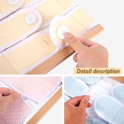 Montessori Wooden Toys for Dressing Learning Board Learning Basic Dressing Skills - Buttons, Snaps, Zippers, Belt Buckles & Hook-and-Loop Fastener Toys for 1 2 3 Year Old Toddlers Sensory Toy Gifts