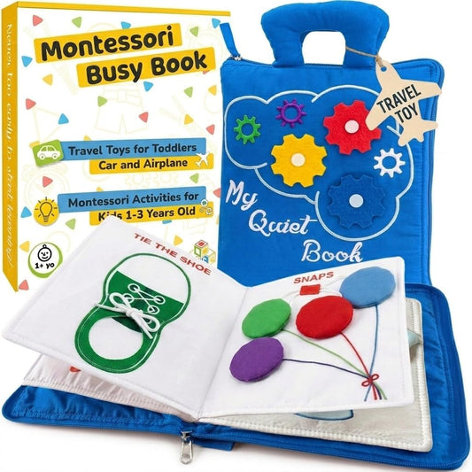 deMoca Travel Toys for Toddlers, Quiet Book for Toddlers 1-3, Baby Travel Toys for Airplane Car Rides, Montessori Busy Book for 1 Year Old with All Parts Attached, Felt Activity Pad, No Noise Gift