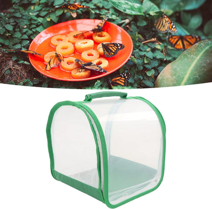 Small Butterfly Habitat,Ins ect Habitat Cage Pop up 360 Degree Full Transparent Foldable Butterfly Habitat Cage,Collapsible Ins ect Mesh Cage(7.9x7.9x8.9in)