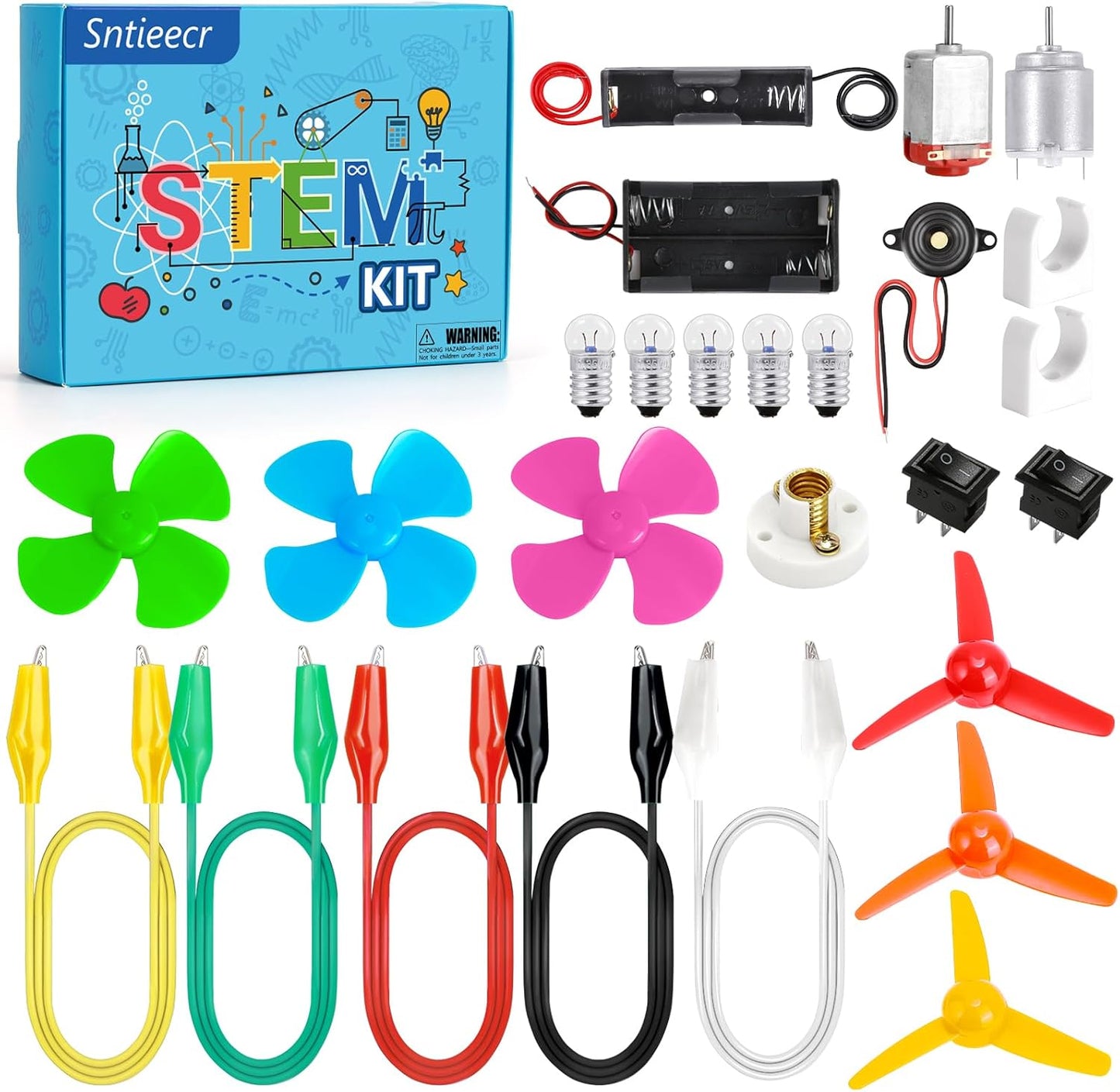 Sntieecr Electric Circuit Motor Kit, Science Experiment Educational Montessori Learning Kits Set for Kids DIY STEM Engineering Project, for Kids