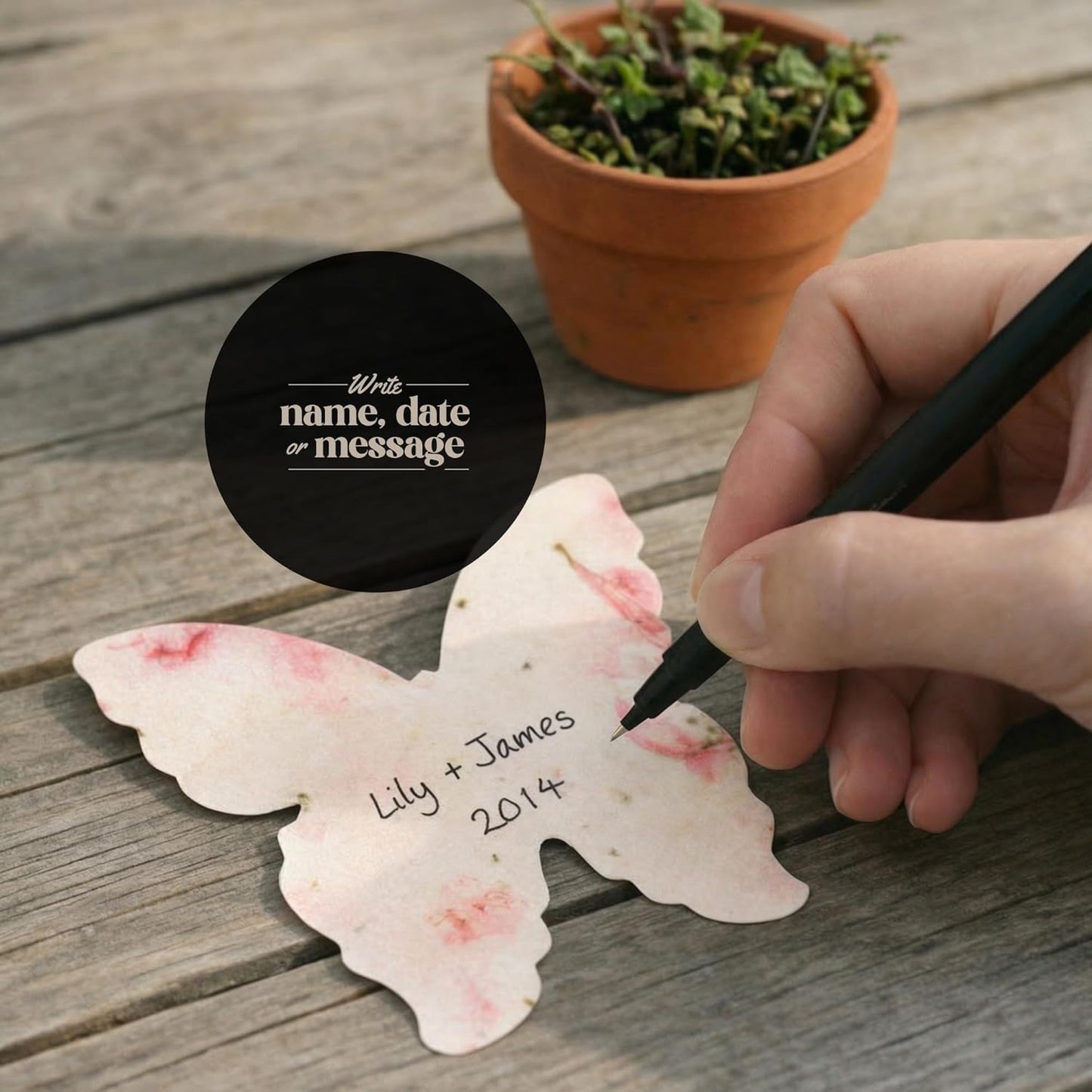 Butterfly Seed Paper – 50pcs Large Pink Plantable Wildflower, Writable & Plantable Gift for Moms, Plant Lover, & Teachers, Ideal for Weddings, Baby Shower, Memorial, & Celebrations