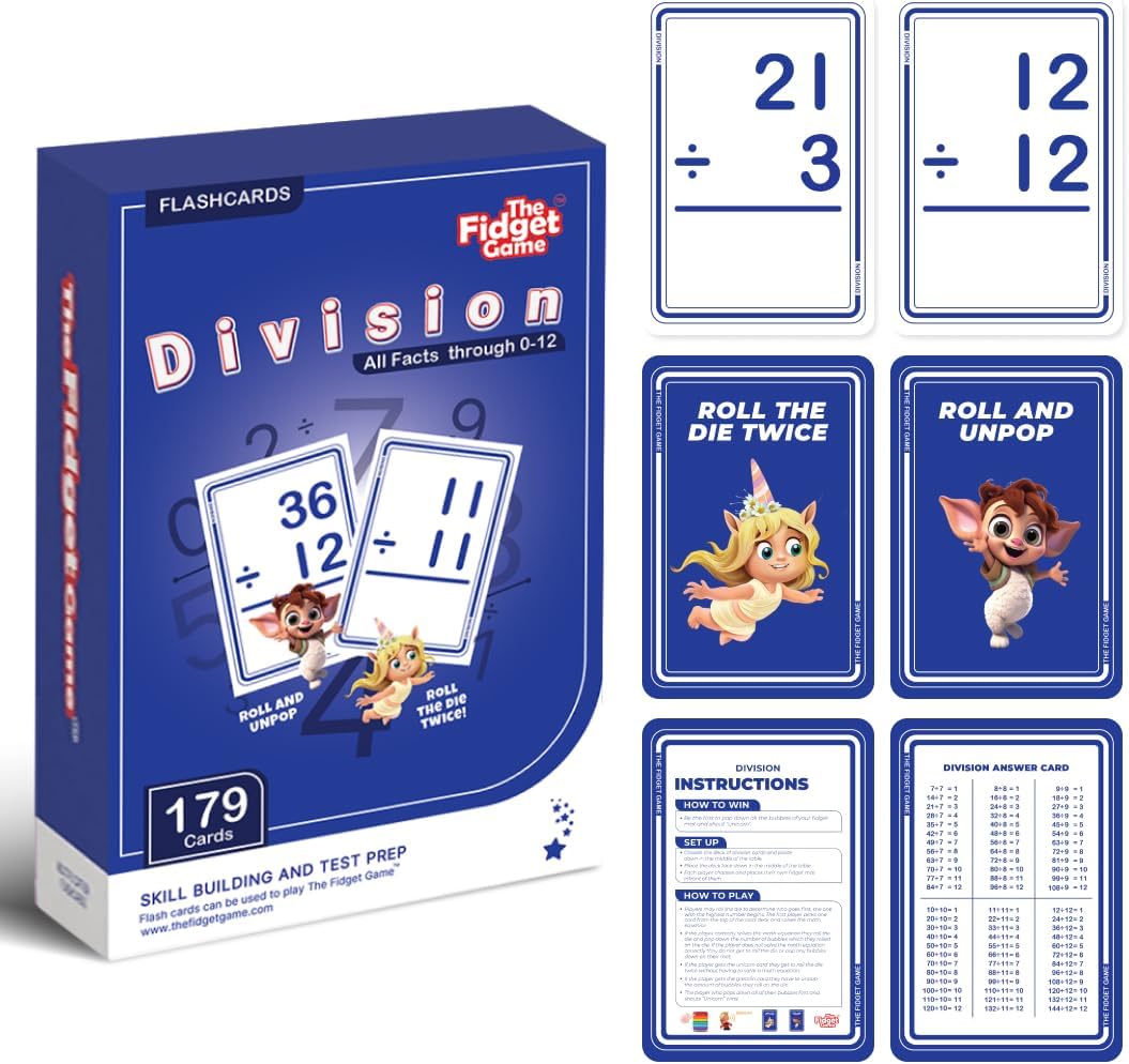 The Fidget Game 179 Multiplication Flash Cards Game Set All Facts 0-12 for Kids in 2nd, 3rd and 4th Grade Classroom or Homeschool - Math Skills and Practice