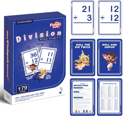 The Fidget Game 179 Multiplication Flash Cards Game Set All Facts 0-12 for Kids in 2nd, 3rd and 4th Grade Classroom or Homeschool - Math Skills and Practice