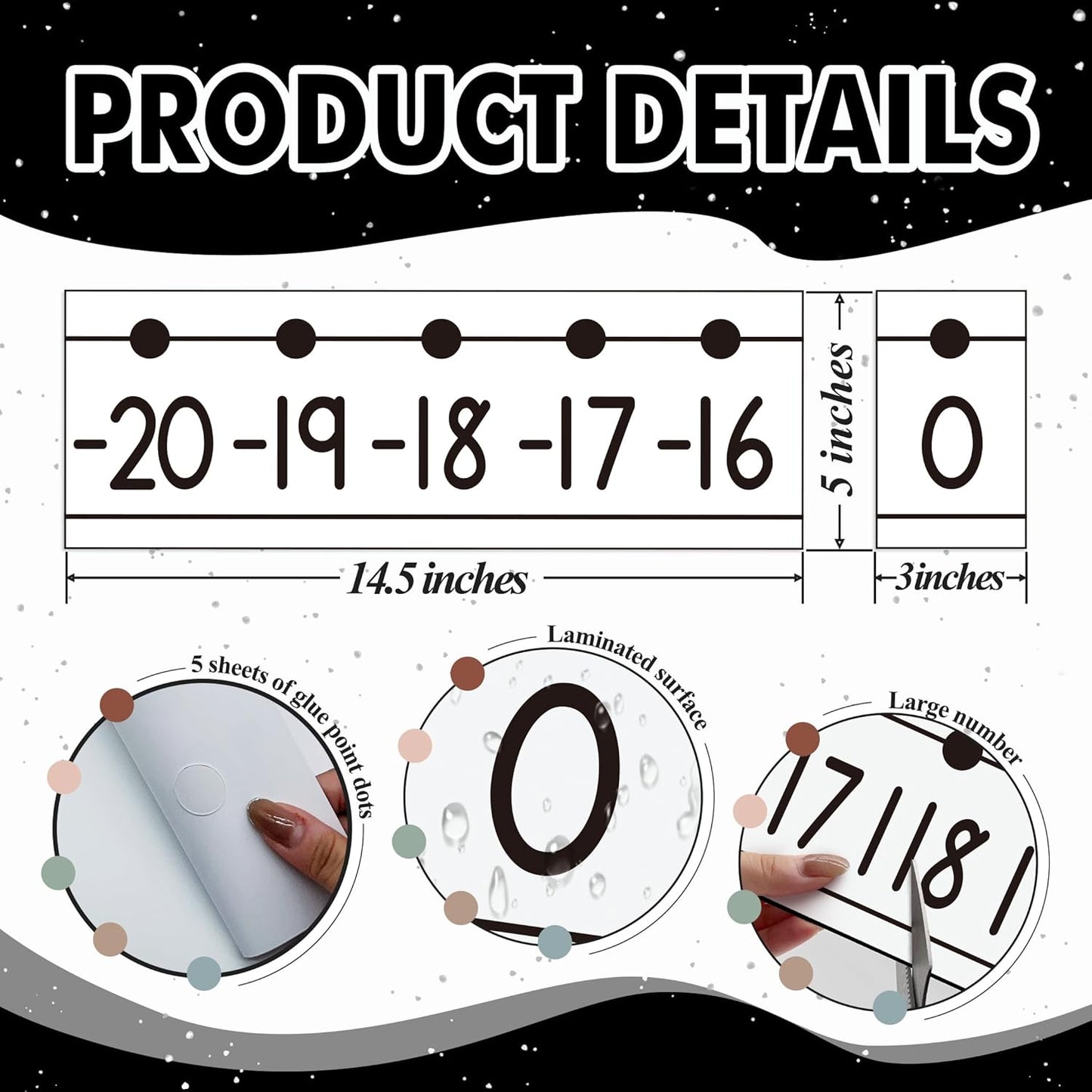 29 Pieces Number Line for Classroom Wall -20 to 120 Number Line Bulletin Board Border Boho Classroom Decorations Math Posters for Teachers