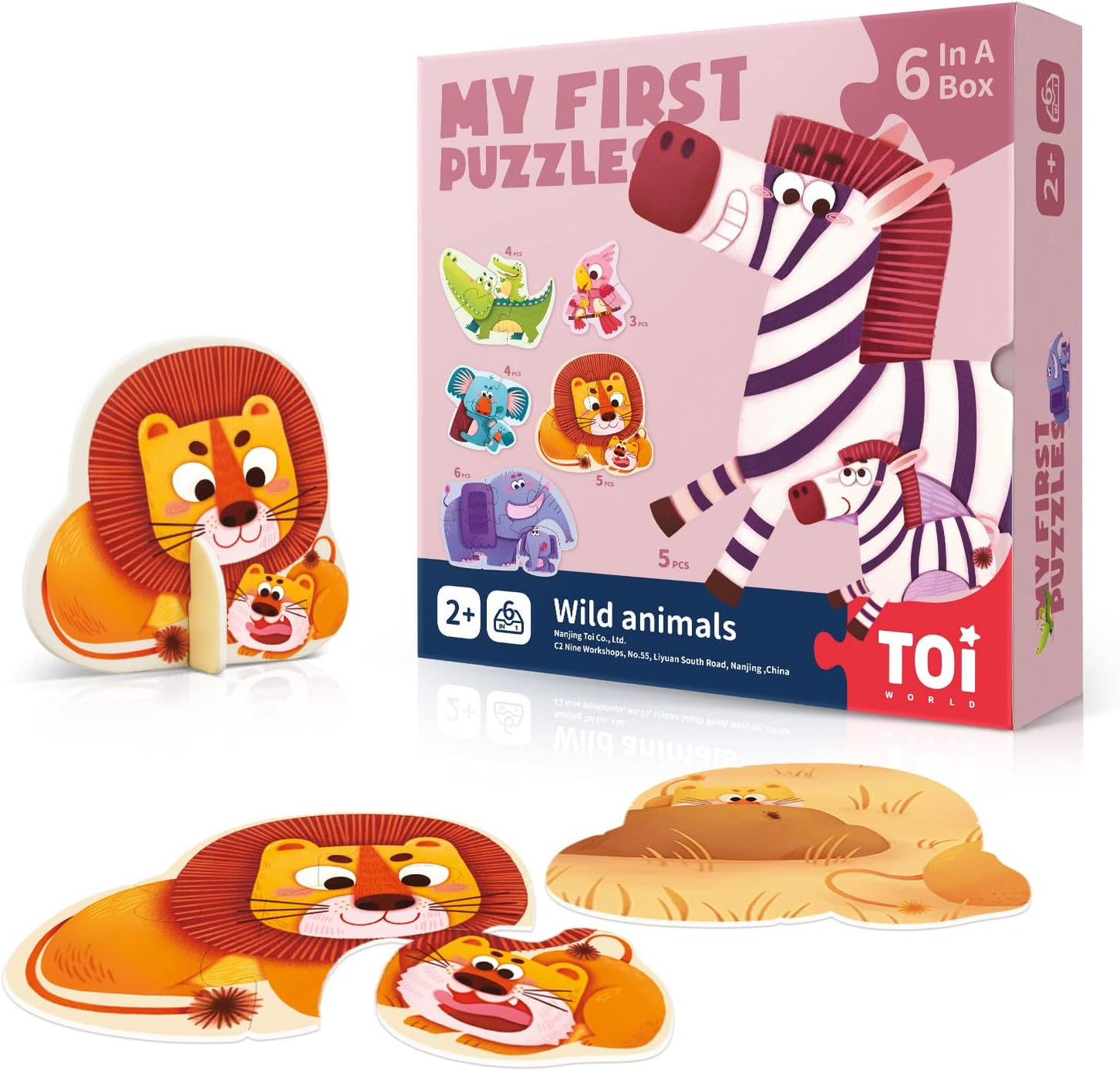 Toi 6 Packs Large Piece Toddler Jigsaw Puzzles for Kids Aged 2.5+, Animal Shaped Floor Puzzles for Beginner, Preschool Learning Game for Boys Girls, Traffic