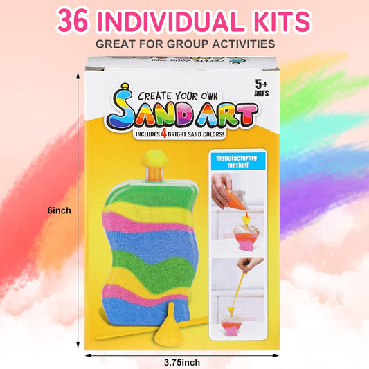 Deekin 12 Sets Sand Art Kits for Kids Create Your Own Clear Sand Art Bottles with Funnels and Sticks, DIY Colored Bottles Crafts for Boys Girls
