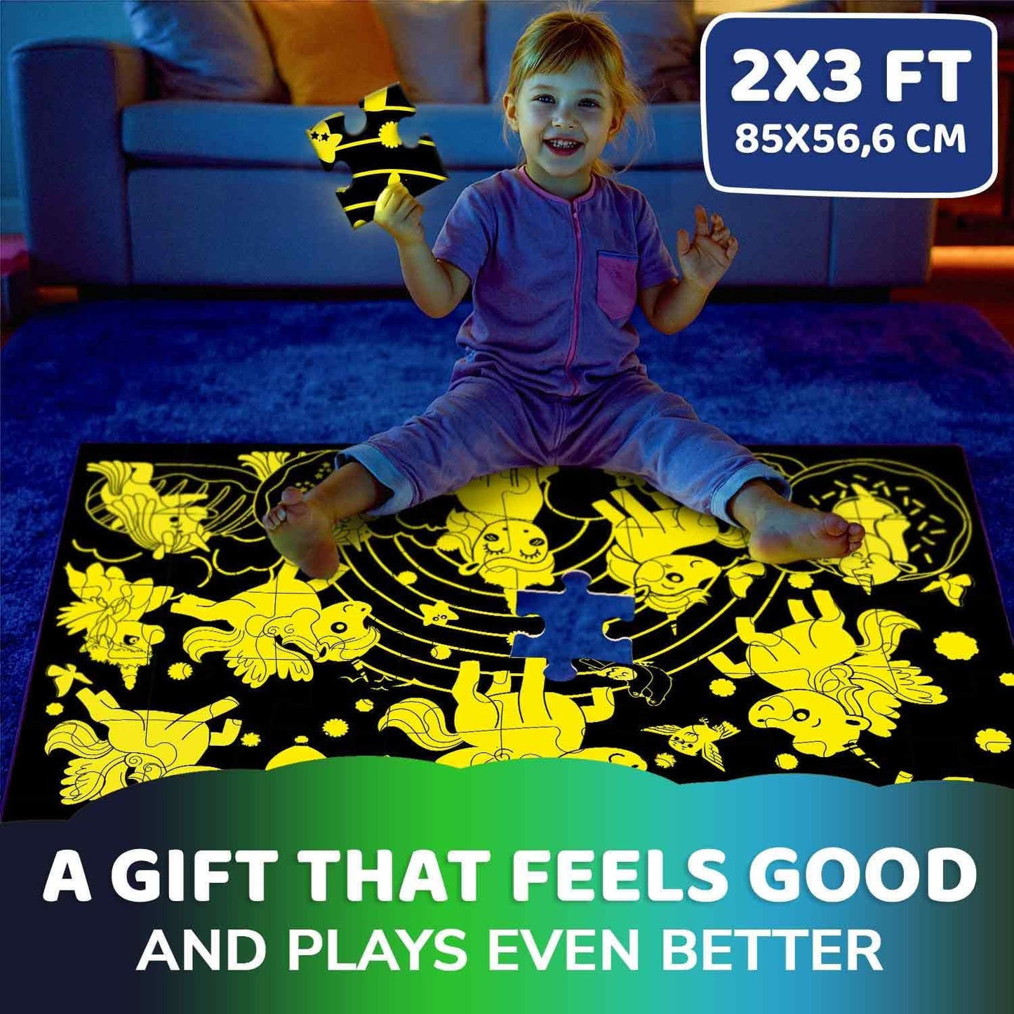QUOKKA Floor Puzzles for Kids Ages 4-8 – 2x3 FT Giant Search and Find Jigsaw – 48 Large Pieces – Above and Beyond Observational Scene – Educatinal Montessori Toy with Gift Box – Fun Learning Activity