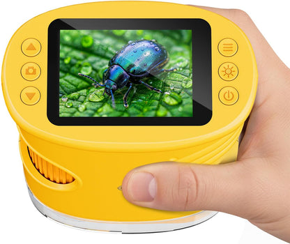 Temodu Kids Microscope 2.0" Screen 1000X Digital Microscope for Kids, Mini Pocket Handheld Microscopes for Children Birthday Festival Gift, Science Education Fun Toys for Boys Girls Ages 4-12 (Blue)