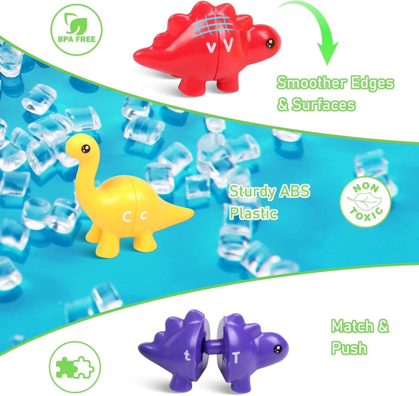 Numbers Matching Game 10 Pcs,123 Counting Dinosaur Toy Montessori Learning Toys for 12 Months Toddlers Kids Ages 1 2 3 4 5 Years Old, Mathematics Educational Preschool Fine Motor Skill Dinosaur Set