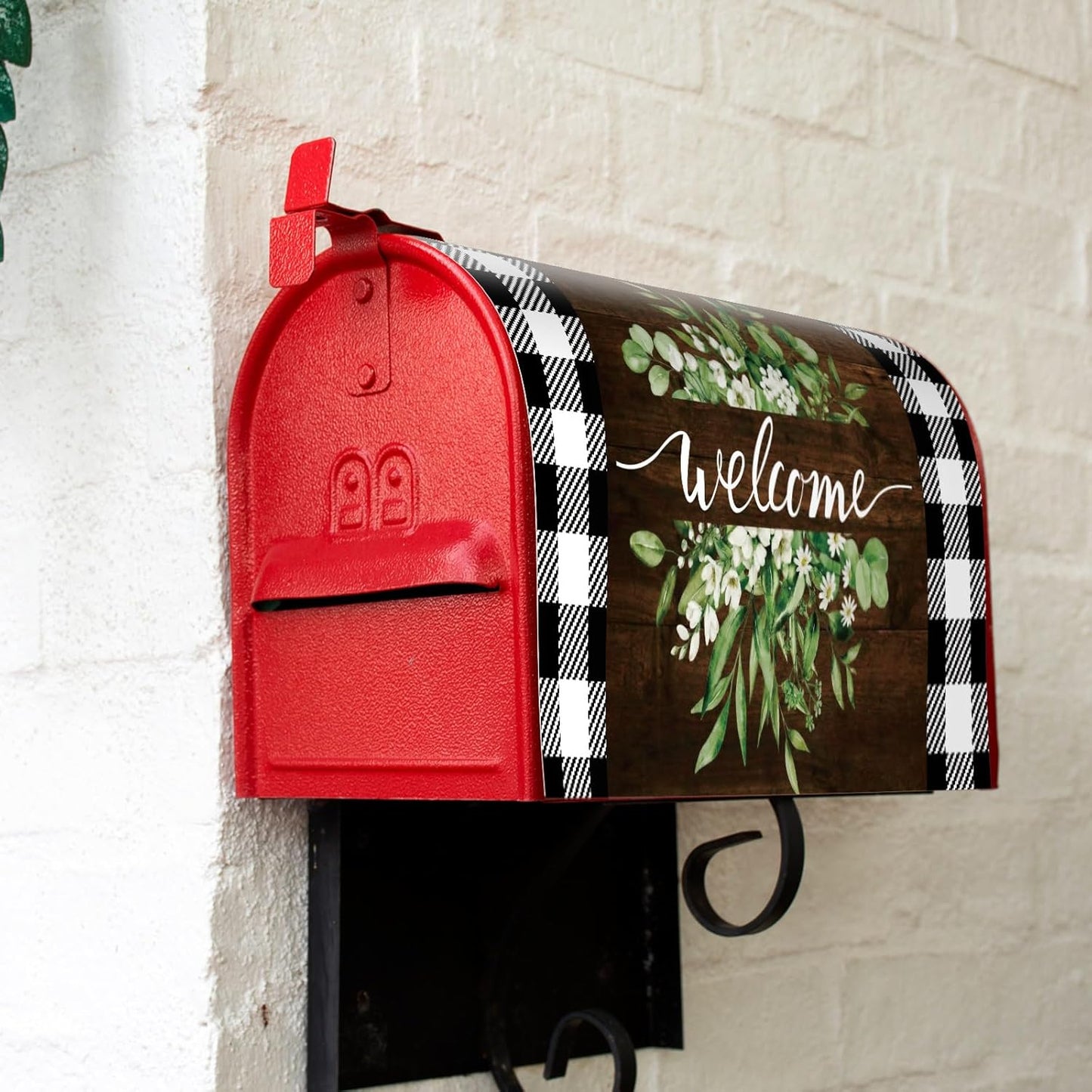 Tiamon Monogrammed L Mailbox Covers Magnetic Eucalyptus Welcome Letter Box Wrap Standard Size 21x18 Inch Spring Summer Leaves Mailbox Decor Eucalyptus Letter Numbers Decoration for Outdoor Garden Yard