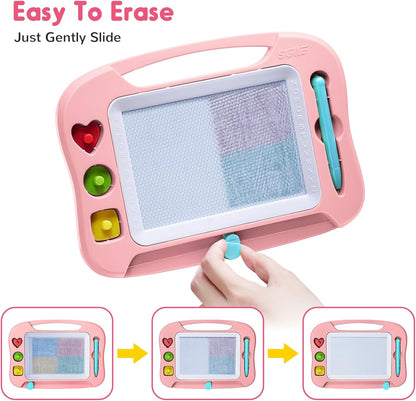SGILE Toddler Toys for Kids, Large Magnetic Drawing Board for Birthday Gift, Toys for 1 2 3 4 Year Old Girls Boys, Etch & Sketch Pad with 4 Stamps, Learning and Educational, 16 ×13 in, Blue