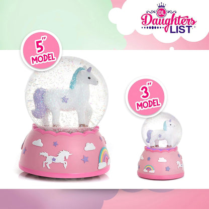 Shatterproof Unicorn Snow Globe for Girls - Handpainted with Musical Melody - Plastic Snow Globes for Kids - Unbreakable Snow Globe - Child Safe