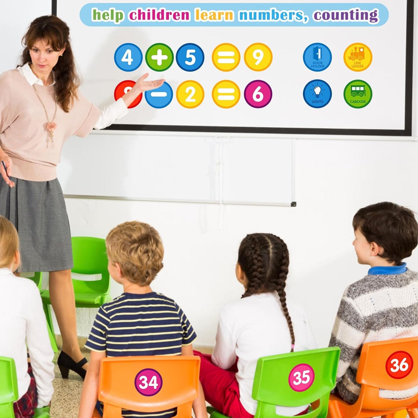 FaCraft Boho Line Up Spots for Classroom Floor - 48Pcs Floor Numbers for Classroom Lining Up Waterproof Number Stickers Markers for Preschool Kindergarten Elementary Back to School Teacher Must Haves