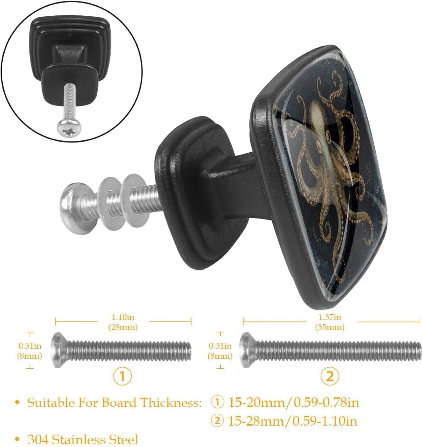 4 Pack Cabinet Knobs Drawer Pulls, 30mm Round ABS Glass Drawer Hardware Growing Butterfly Cabinet Handles with Screws for Dressers Kitchens Cupboard