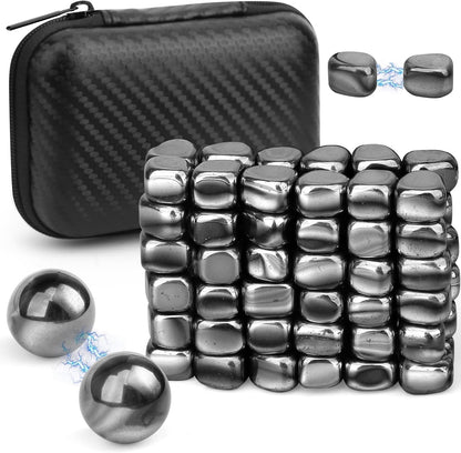 Fidget Mangetic Store with Fiber Case, Magnetic Stones with 1.26 inch Magnet Balls for Adults, Cool Magnet Rock Stone for Kitchen Refrigerator Magnet Office Desk Decor, Brain Storming EDC Science Kit