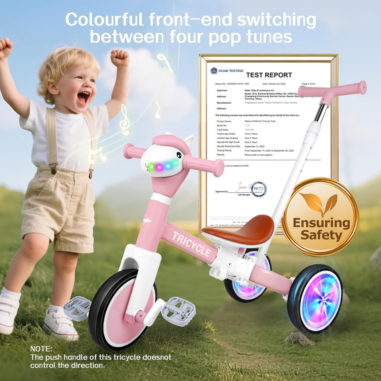 Tricycle for Toddlers 1-3 Year Olds, 5 in 1 Toddler Balance Bike 2-4 Years Old Boys Girls, Push Trike Toys with Adjustable Handle, Birthday Gifts for 2 3 4 5 Year Old Kids Bike (Blue)