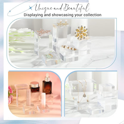 Marsui 10 Pcs Acrylic Cubes for Display Product Photography Props Transparent Acrylic Block Set for Boutique Jewelry Cosmetic Crafts Closet Show(Square, 10 Sizes)
